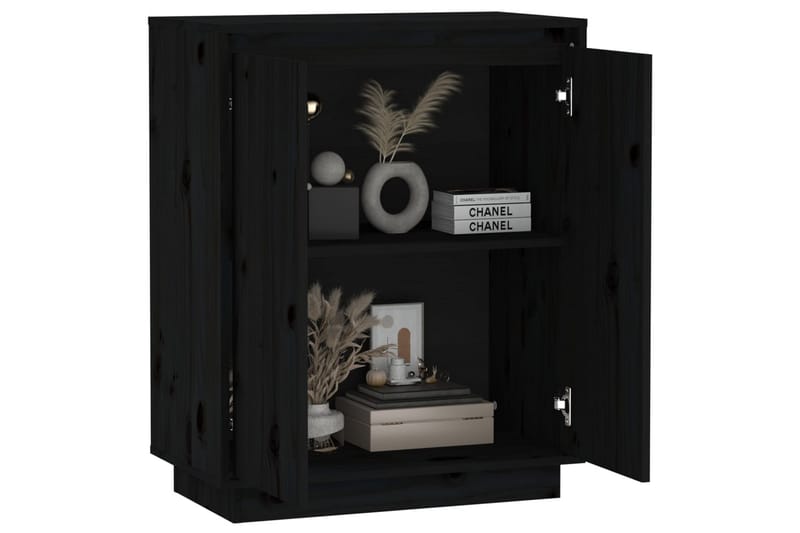 Skänk svart 60x34x75 cm massiv furu - Svart - Förvaring - Förvaringsmöbler - Sideboard & skänk