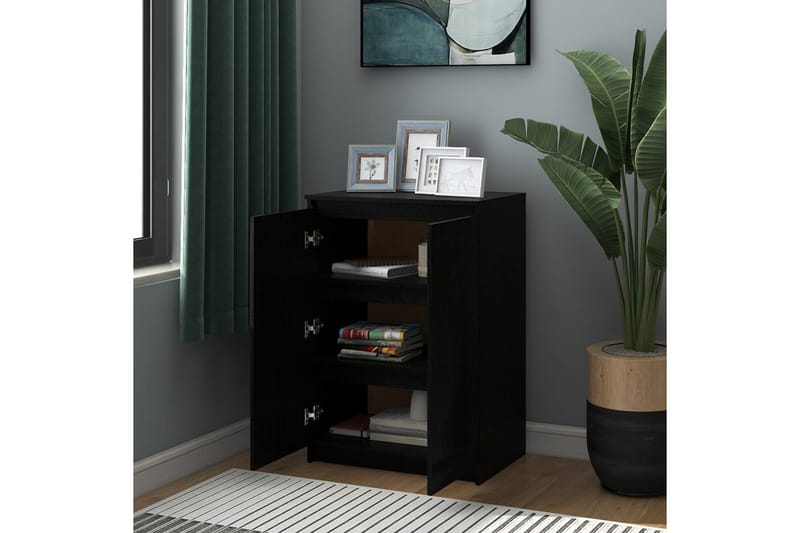 Skänk svart 60x36x84 cm massivt furuträ - Svart - Förvaring - Förvaringsmöbler - Sideboard & skänk