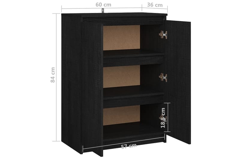 Skänk svart 60x36x84 cm massivt furuträ - Svart - Förvaring - Förvaringsmöbler - Sideboard & skänk