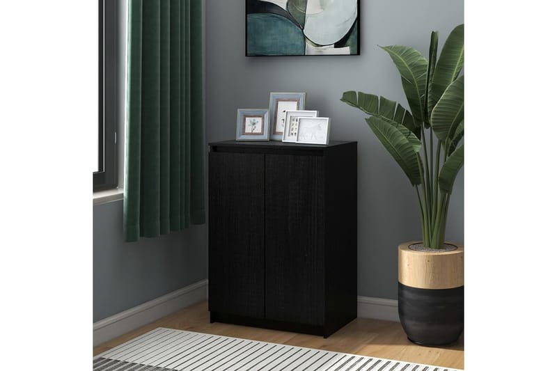 Skänk svart 60x36x84 cm massivt furuträ - Svart - Förvaring - Förvaringsmöbler - Sideboard & skänk