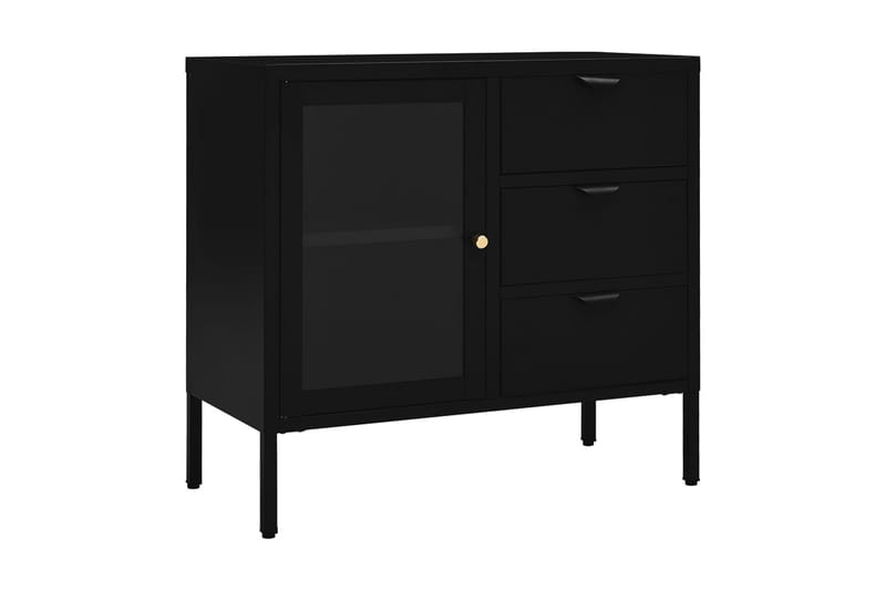 Skänk svart 75x35x70 cm stål och härdat glas - Svart - Sideboard & skänk