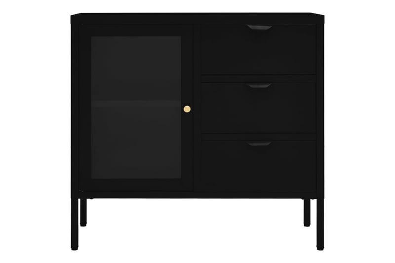 Skänk svart 75x35x70 cm stål och härdat glas - Svart - Förvaring - Förvaringsmöbler - Sideboard & skänk