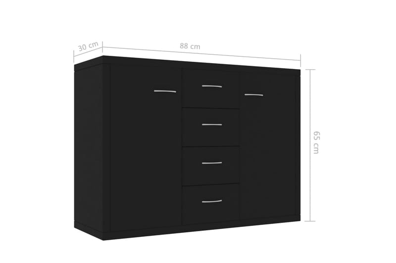 Skänk svart 88x30x65 cm spånskiva - Svart - Sideboard & skänk