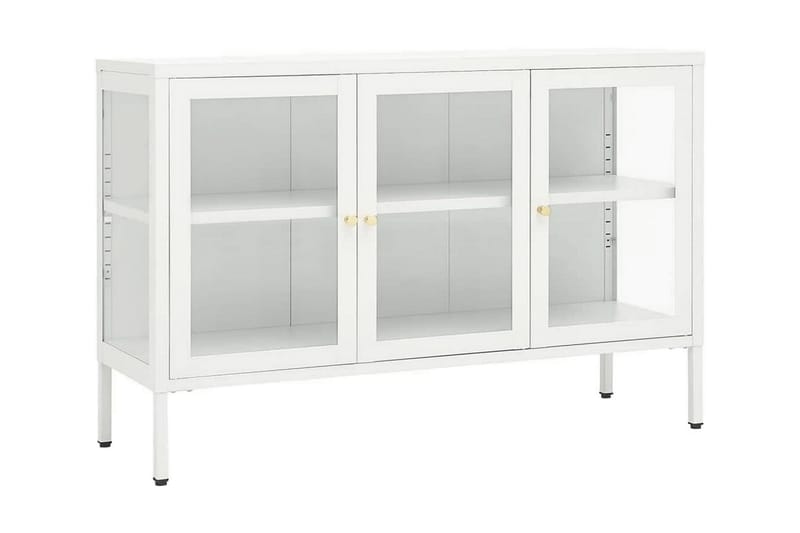 Skänk vit 105x35x70 cm stål och glas - Vit - Sideboard & skänk