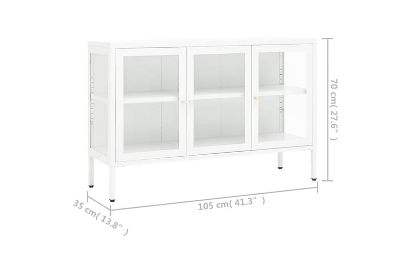 Skänk vit 105x35x70 cm stål och glas - Vit - Sideboard & skänk