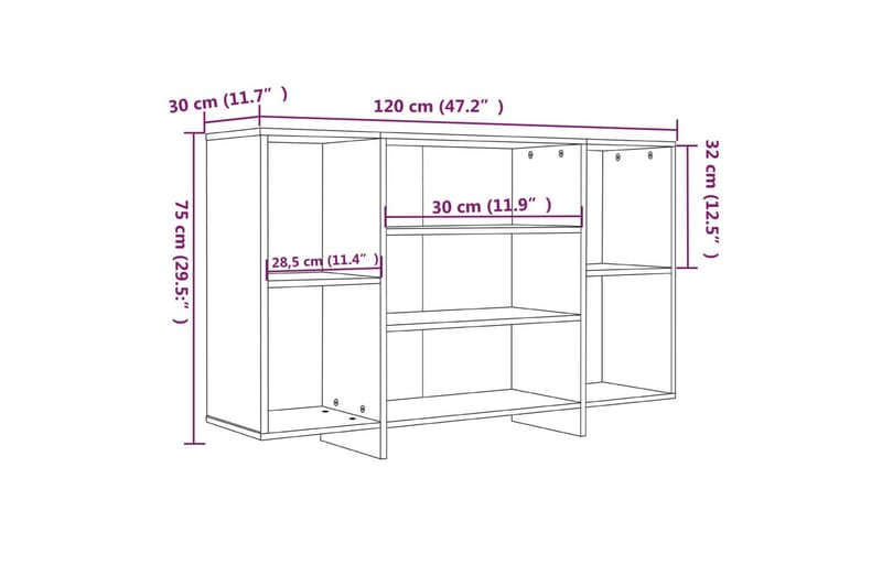 Skänk vit 120x30x75 cm spånskiva - Vit - Sideboard & skänk