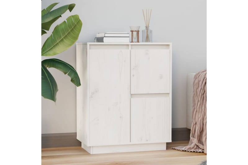 Skänk vit 60x34x75 cm massiv furu - Vit - Förvaring - Förvaringsmöbler - Sideboard & skänk