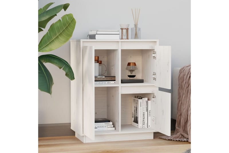 Skänk vit 60x34x75 cm massiv furu - Vit - Förvaring - Förvaringsmöbler - Sideboard & skänk