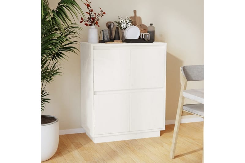 Skänk vit 60x34x75 cm massiv furu - Vit - Förvaring - Förvaringsmöbler - Sideboard & skänk