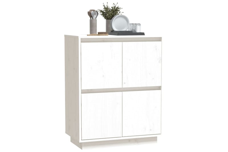 Skänk vit 60x34x75 cm massiv furu - Vit - Förvaring - Förvaringsmöbler - Sideboard & skänk