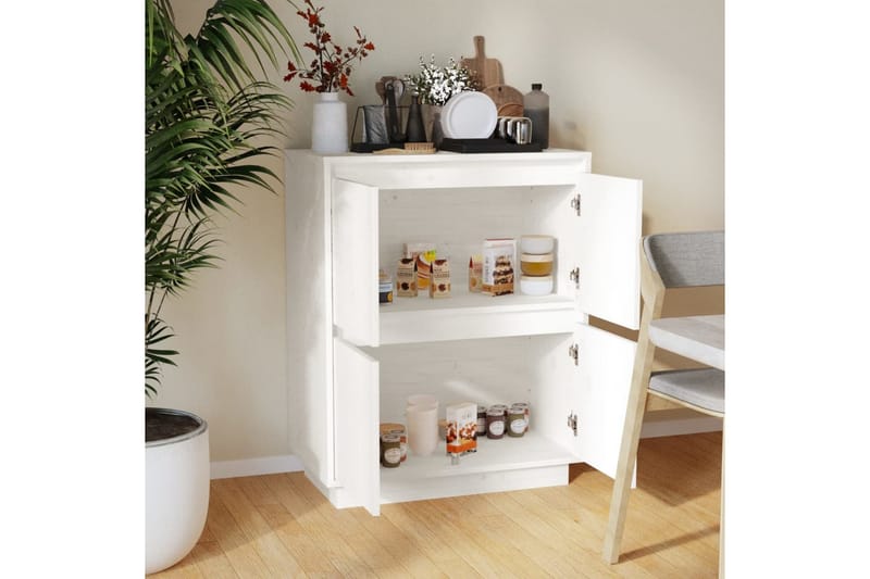 Skänk vit 60x34x75 cm massiv furu - Vit - Förvaring - Förvaringsmöbler - Sideboard & skänk