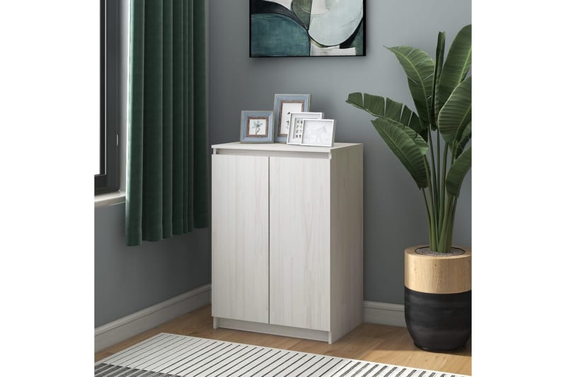 Skänk vit 60x36x84 cm massivt furuträ - Vit - Förvaring - Förvaringsmöbler - Sideboard & skänk