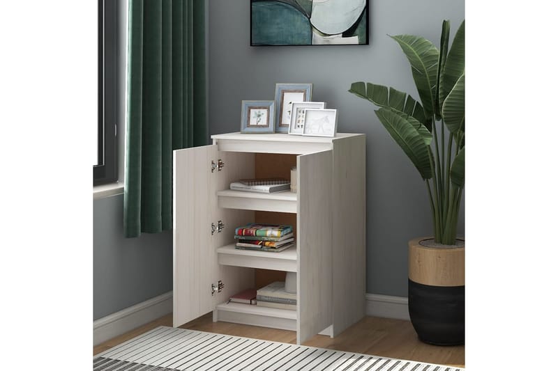 Skänk vit 60x36x84 cm massivt furuträ - Vit - Förvaring - Förvaringsmöbler - Sideboard & skänk