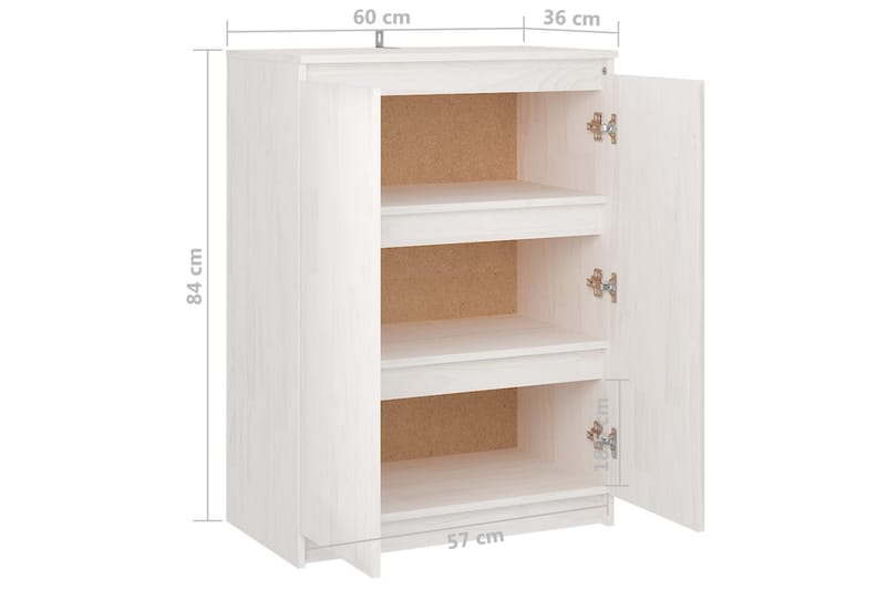 Skänk vit 60x36x84 cm massivt furuträ - Vit - Förvaring - Förvaringsmöbler - Sideboard & skänk