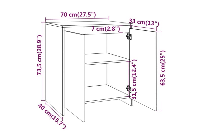Skänk vit 70x40x73,5 cm spånskiva - Vit - Förvaring - Förvaringsmöbler - Sideboard & skänk