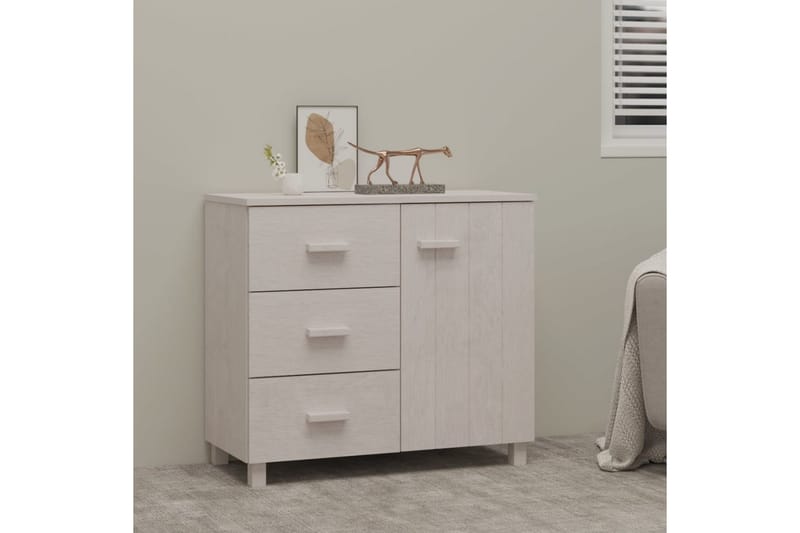 Skänk vit 90x40x80 cm massiv furu - Vit - Sideboard & skänk