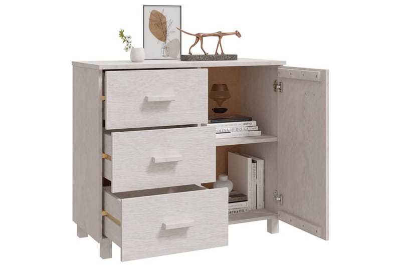 Skänk vit 90x40x80 cm massiv furu - Vit - Förvaring - Förvaringsmöbler - Sideboard & skänk