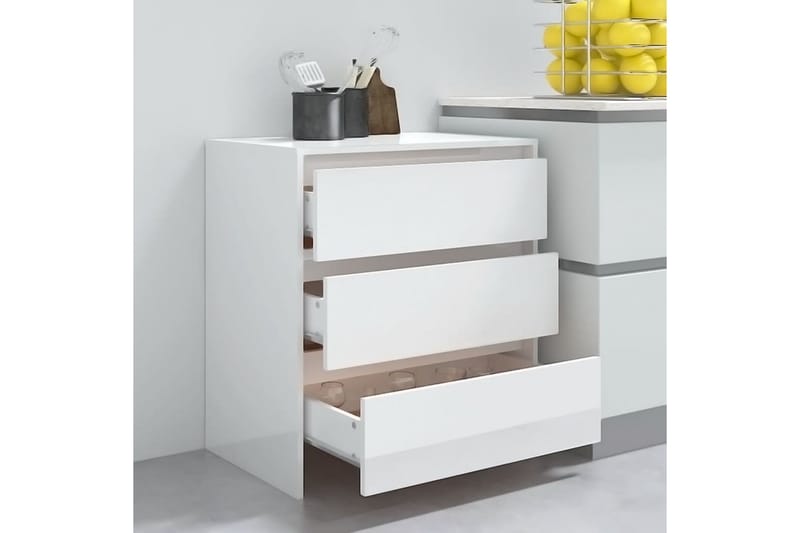 Skänk vit högglans 70x41x75 cm spånskiva - Vit högglans - Förvaring - Förvaringsmöbler - Sideboard & skänk
