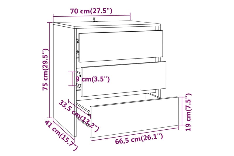 Skänk vit högglans 70x41x75 cm spånskiva - Vit högglans - Förvaring - Förvaringsmöbler - Sideboard & skänk