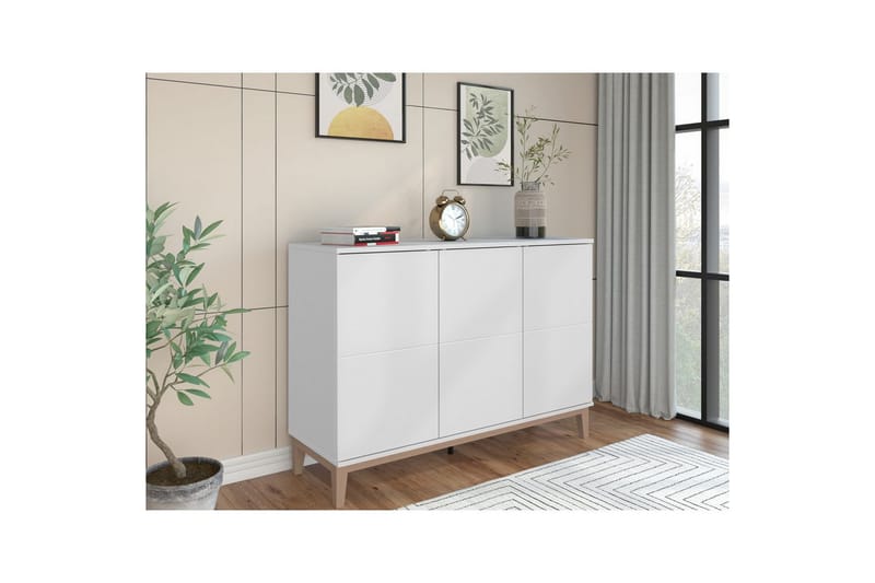 Skänk Pelle 120x41x85 cm, Vit/Wotan ek - 120x41x85 cm, Vit/Wotan ek - Förvaring - Förvaringsmöbler - Sideboard & skänk