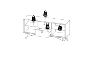 Tadami Skänk 150x40 cm i Trä med Metallben - Beige - Förvaring - Förvaringsmöbler - Sideboard & skänk