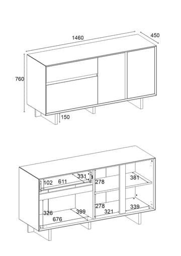 Tavon Konsol 146x76x45 cm - Milano Walnut - Förvaring - Förvaringsmöbler - Sideboard & skänk