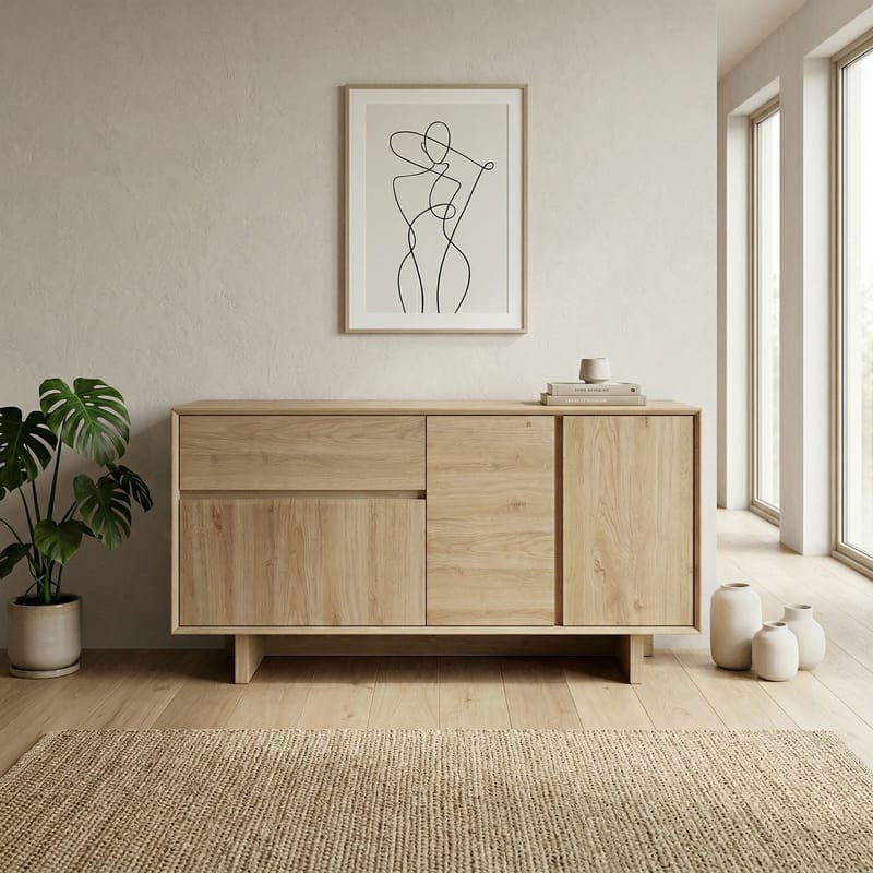 Tavon Konsol 146x76x45 cm - Naturlig ek - Förvaring - Förvaringsmöbler - Sideboard & skänk