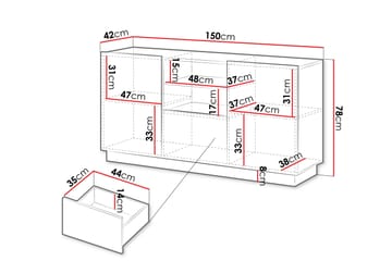 Torvalen Skänk 150x42 cm - Vit - Förvaring - Förvaringsmöbler - Sideboard & skänk