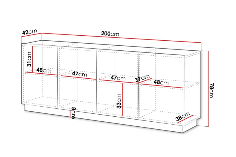 Torvalen Skänk 200x42 cm - Svart - Förvaring - Förvaringsmöbler - Sideboard & skänk