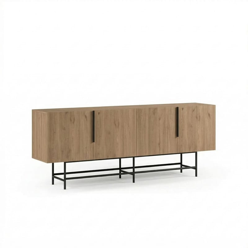 Truvia Konsol 200x77,9x40 cm - Natural Oak och svart - Förvaring - Förvaringsmöbler - Sideboard & skänk