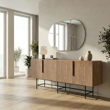 Truvia Konsol 200x77,9x40 cm - Natural Oak och svart - Förvaring - Förvaringsmöbler - Sideboard & skänk
