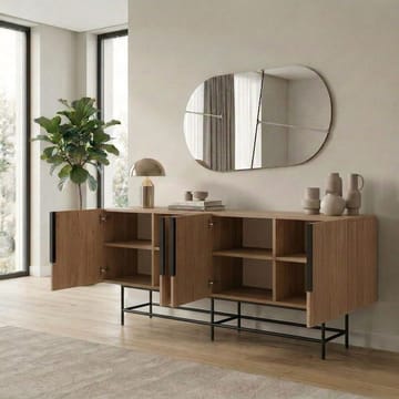 Truvia Konsol 200x77,9x40 cm - Natural Oak och svart - Förvaring - Förvaringsmöbler - Sideboard & skänk