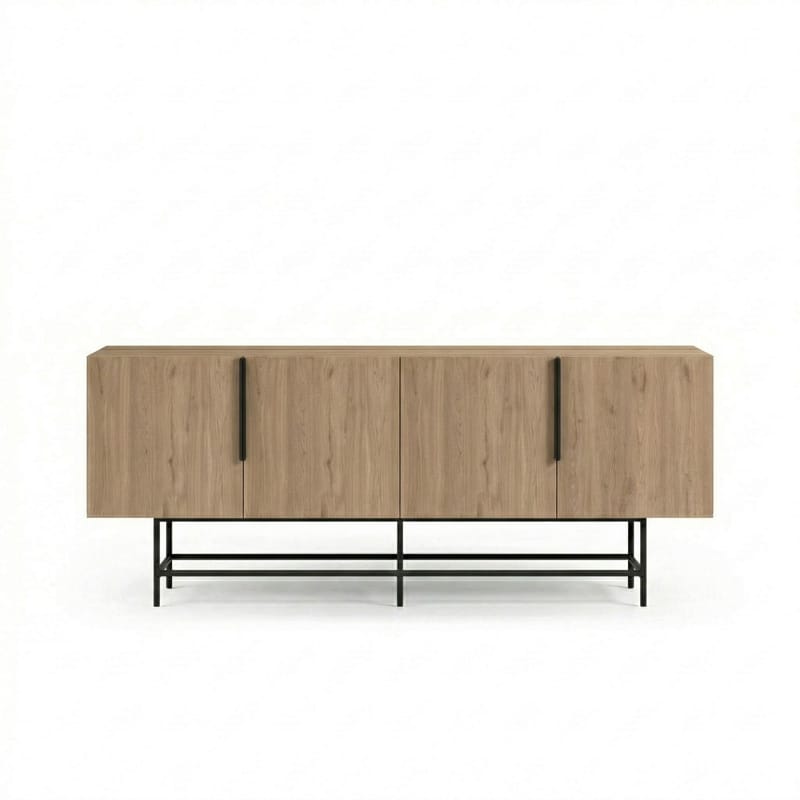 Truvia Konsol 200x77,9x40 cm - Natural Oak och svart - Förvaring - Förvaringsmöbler - Sideboard & skänk