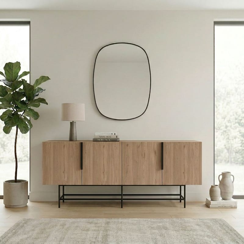 Truvia Konsol 200x77,9x40 cm - Natural Oak och svart - Förvaring - Förvaringsmöbler - Sideboard & skänk