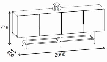 Truvia Konsol 200x77,9x40 cm - Natural Oak och svart - Förvaring - Förvaringsmöbler - Sideboard & skänk