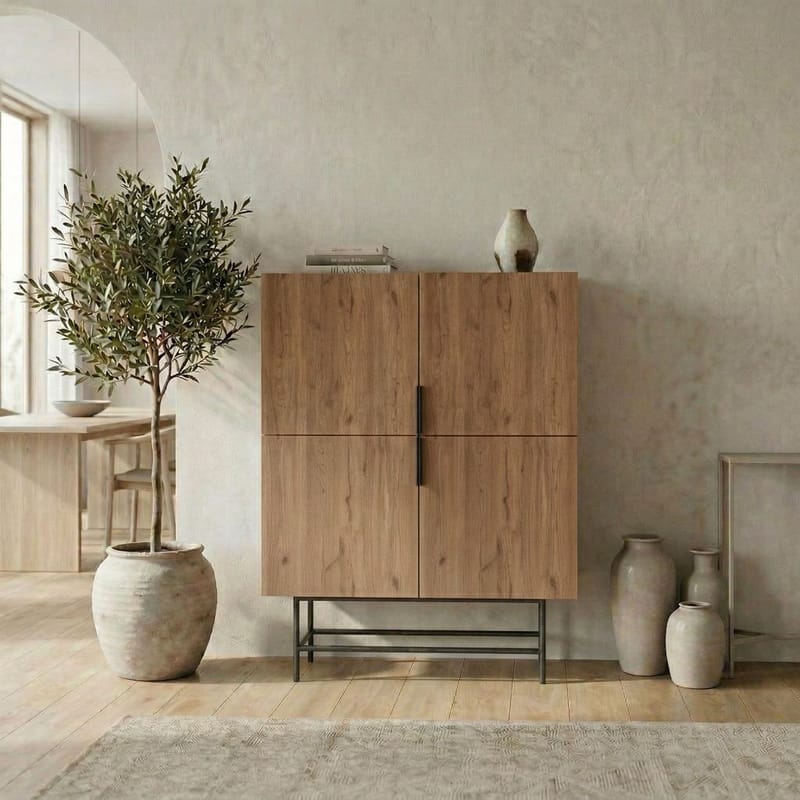 Truvia Sideboard 100x128x40 cm - naturlig ek svart - Förvaring - Förvaringsmöbler - Sideboard & skänk