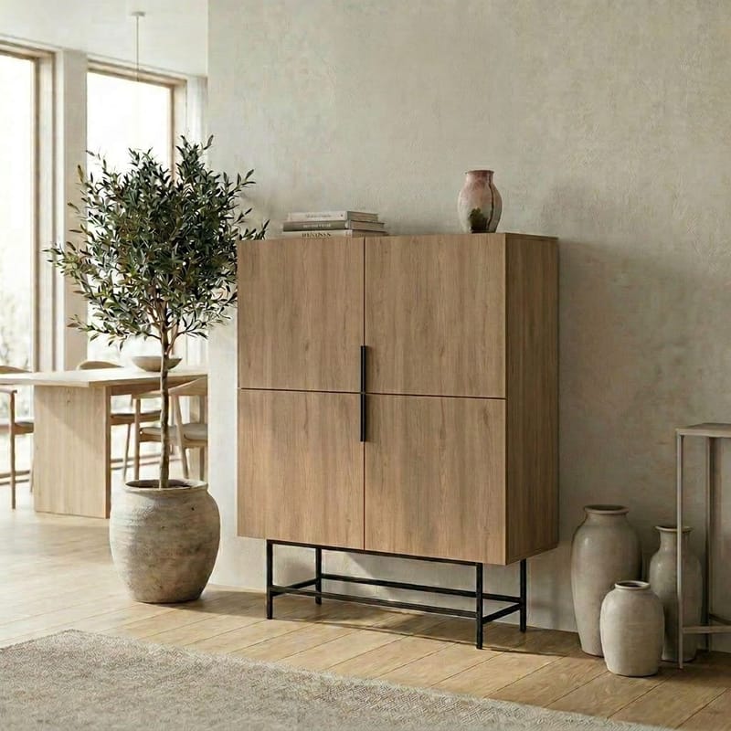 Truvia Sideboard 100x128x40 cm - naturlig ek svart - Förvaring - Förvaringsmöbler - Sideboard & skänk