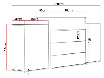Urbanie Byrå 150 cm - grå, brun - Förvaring - Förvaringsmöbler - Sideboard & skänk