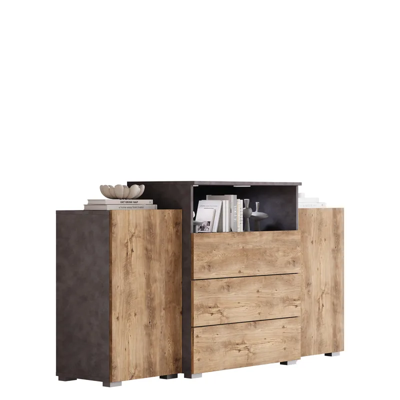 Urbanie Byrå 150 cm med LED, grå, brun