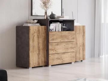 Urbanie Byrå 150 cm med LED - grå, brun - Förvaring - Förvaringsmöbler - Sideboard & skänk