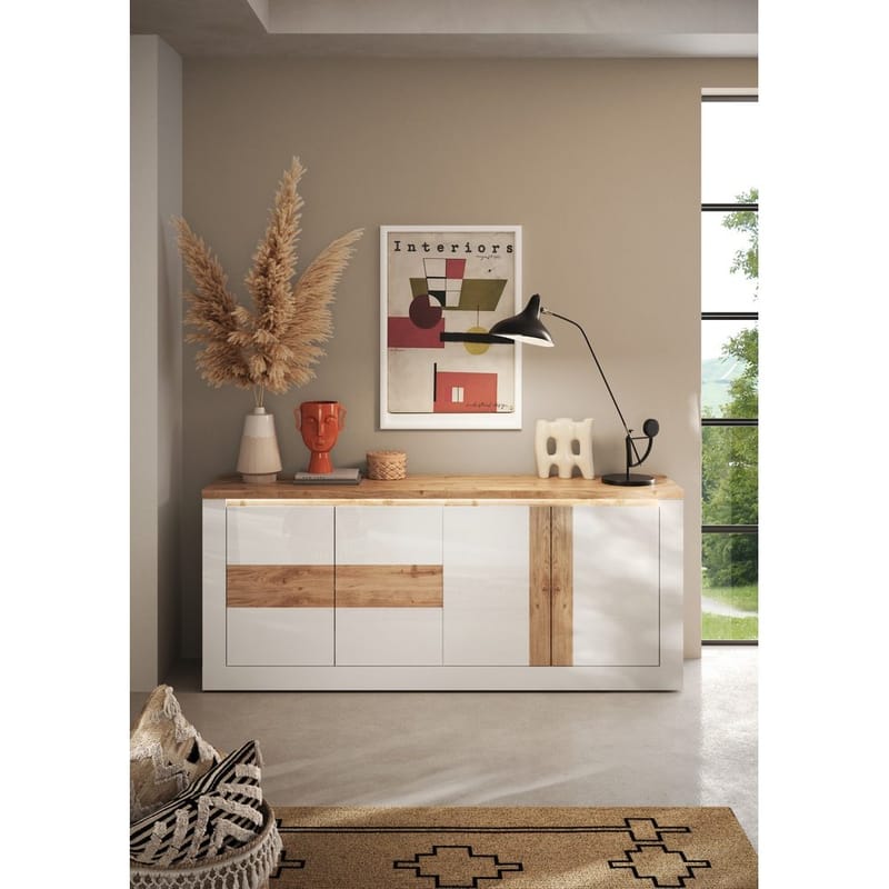 Vandesar Tv-Bänk 207 cm - Natur/Vit - Förvaring - Förvaringsmöbler - Sideboard & skänk