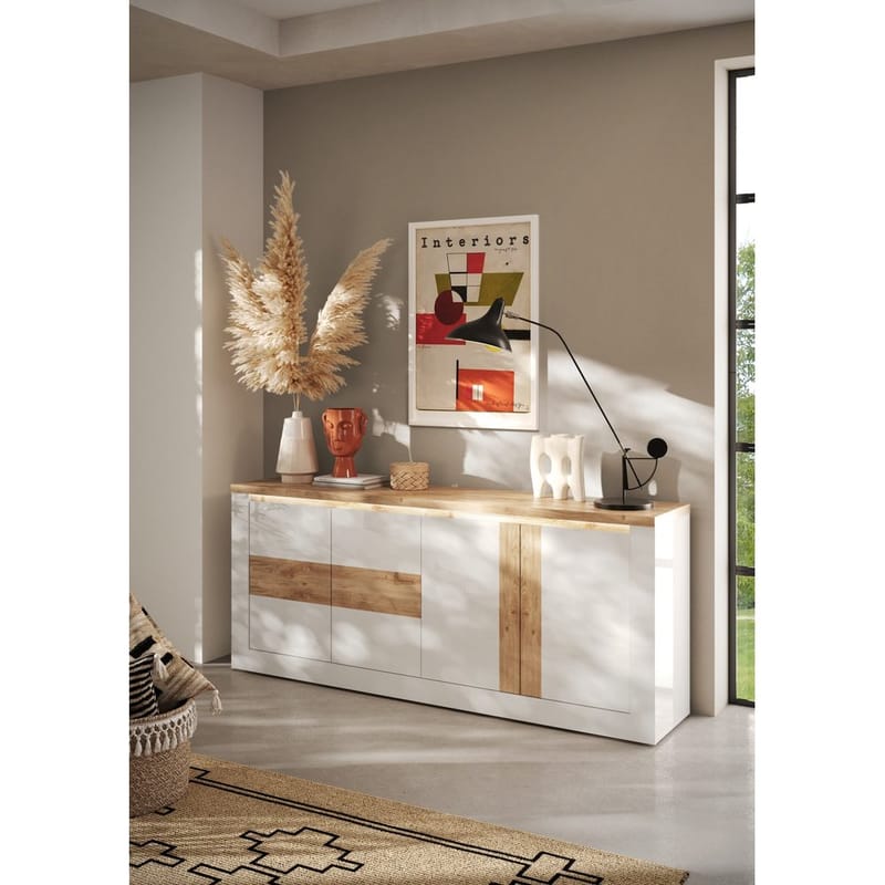 Vandesar Tv-Bänk 207 cm - Natur/Vit - Förvaring - Förvaringsmöbler - Sideboard & skänk