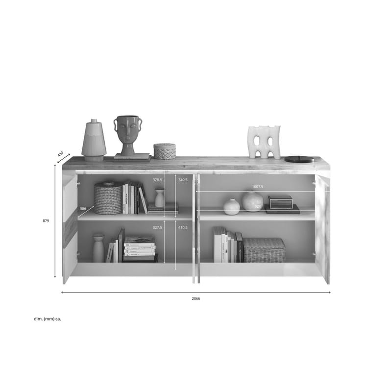 Vandesar Tv-Bänk 207 cm - Natur/Vit - Förvaring - Förvaringsmöbler - Sideboard & skänk