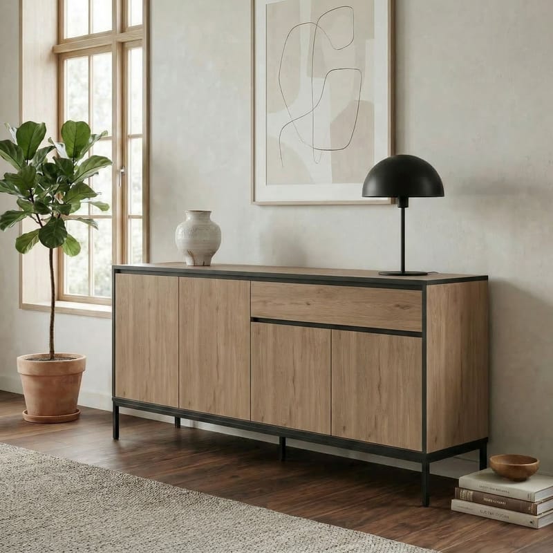 Velar Konsol 180x80x40 cm - Naturlig ek, Wood Black, svart - Förvaring - Förvaringsmöbler - Sideboard & skänk
