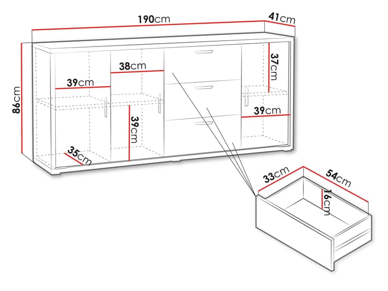 Veyricus Skänk 190 cm - Förvaring - Förvaringsmöbler - Sideboard & skänk