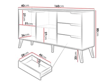 Virello Skänk 160 cm - beige - Förvaring - Förvaringsmöbler - Sideboard & skänk