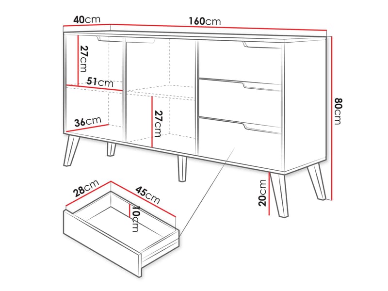Virello Skänk 160 cm - brun - Förvaring - Förvaringsmöbler - Sideboard & skänk