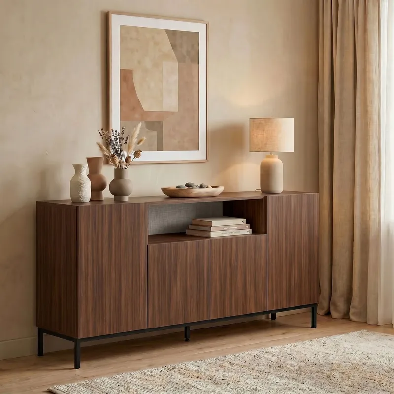 Yldran Konsolbord 160x80x40 cm - Milano Walnut och svart - Förvaring - Förvaringsmöbler - Sideboard & skänk