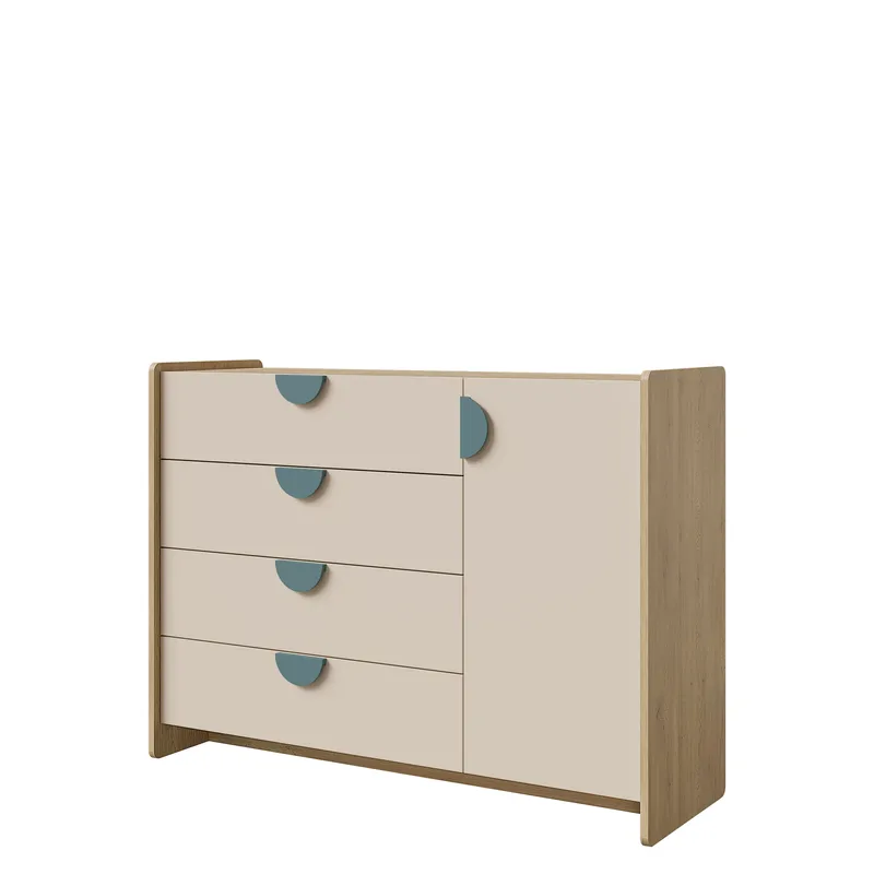 Zarek Byrå 124 cm, Brun, blå och beige