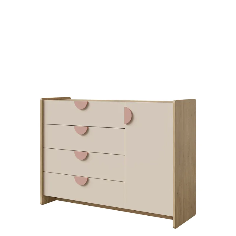 Zarek Byrå 124 cm, Brun, rosa och beige